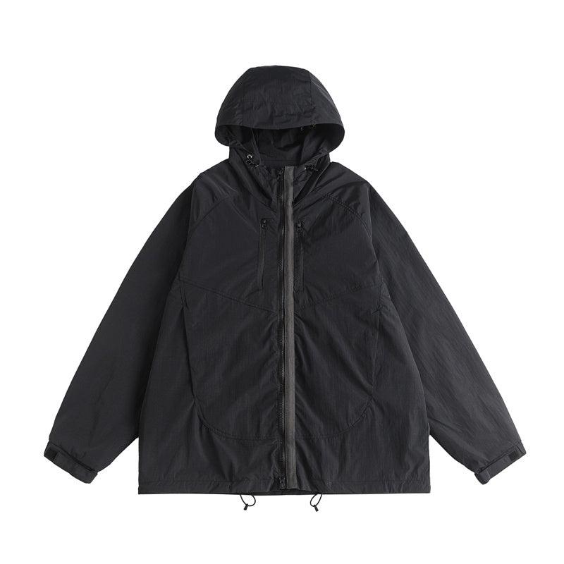 Fashionable Zip-Up Hooded Outdoor Jacket