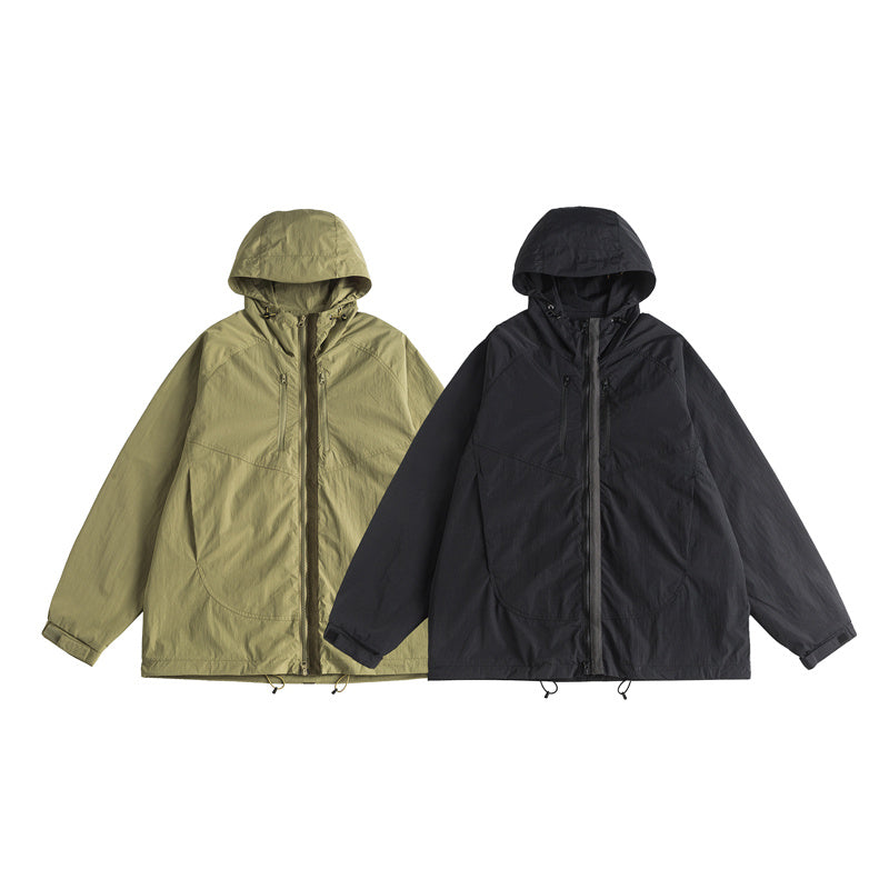 Fashionable Zip-Up Hooded Outdoor Jacket