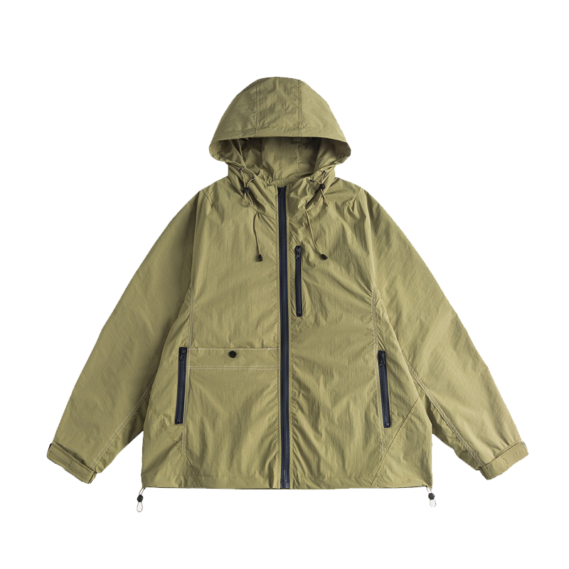 Loose Hood Zipper Outdoor Windproof Jacket